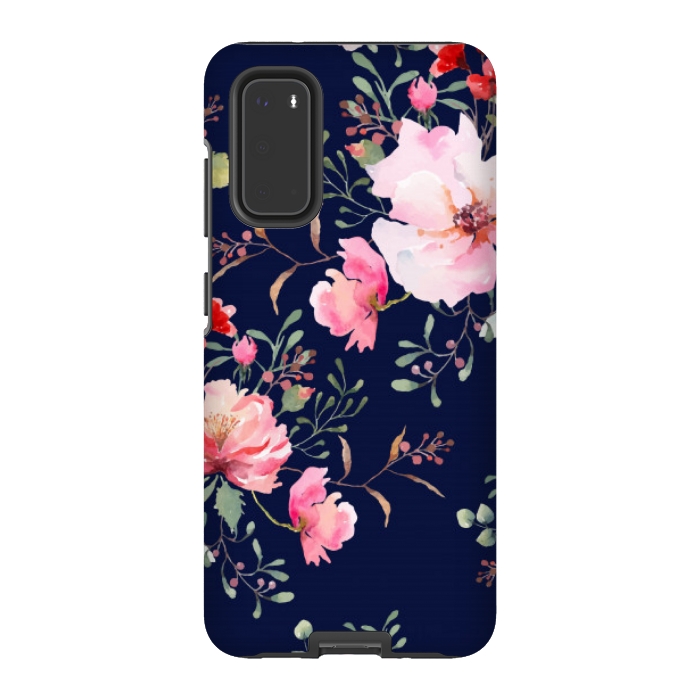 Galaxy S20 StrongFit blue pink floral pattern 4 by MALLIKA