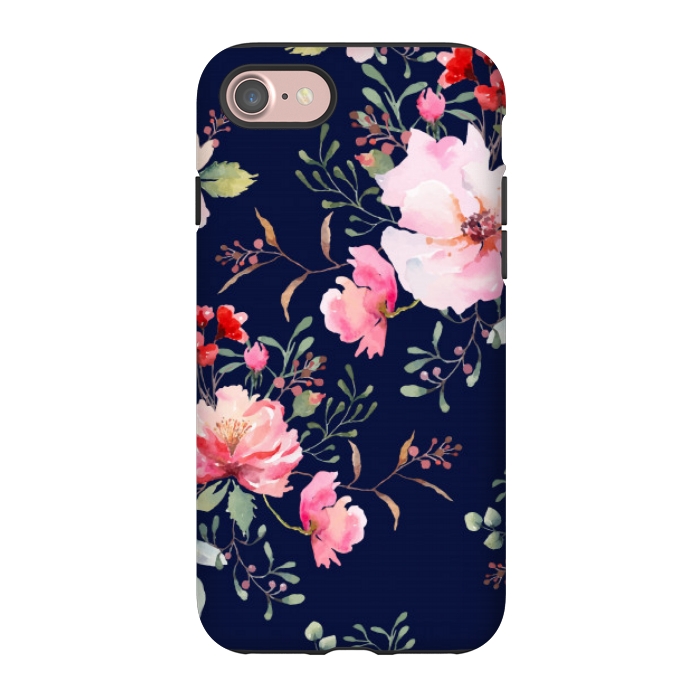 iPhone 7 StrongFit blue pink floral pattern 4 by MALLIKA