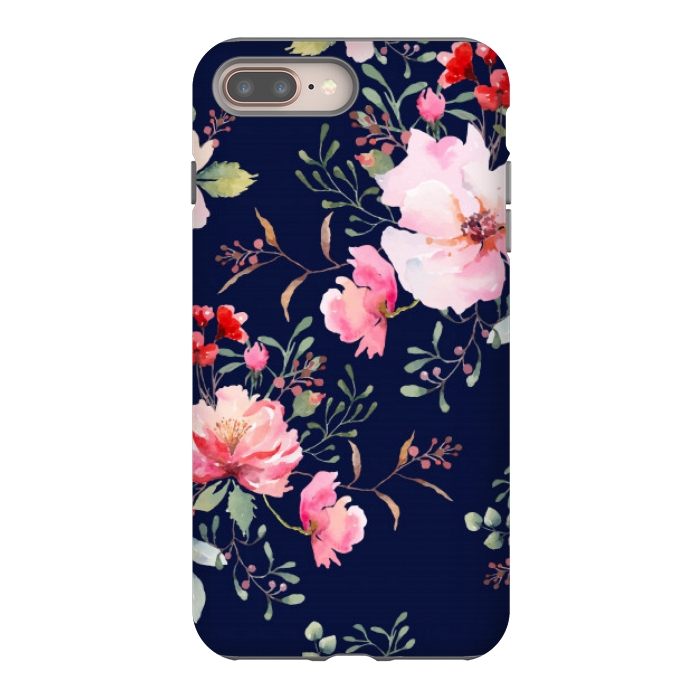 iPhone 7 plus StrongFit blue pink floral pattern 4 by MALLIKA