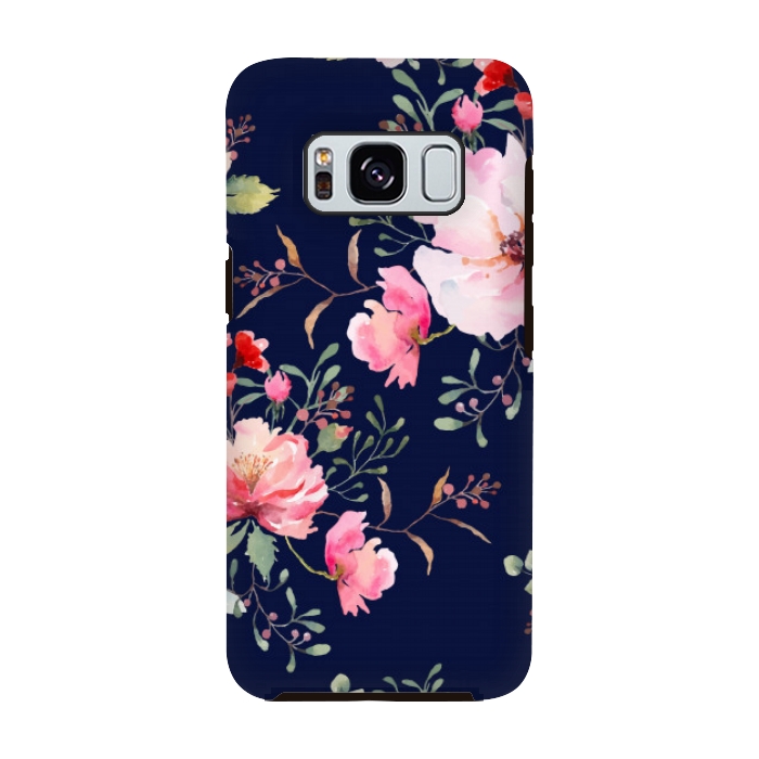 Galaxy S8 StrongFit blue pink floral pattern 4 by MALLIKA