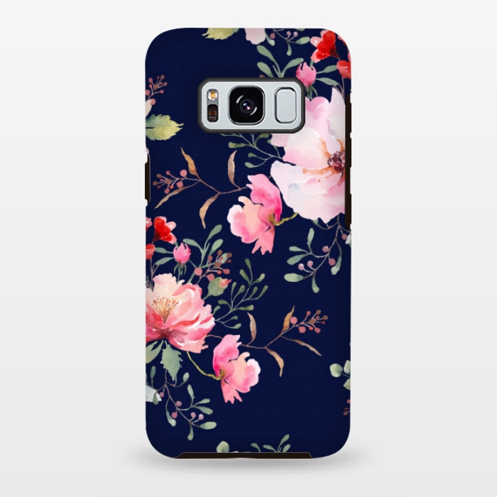 Galaxy S8 plus StrongFit blue pink floral pattern 4 by MALLIKA