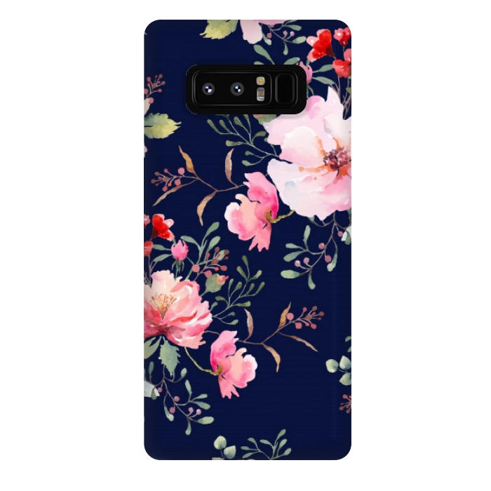 Galaxy Note 8 StrongFit blue pink floral pattern 4 by MALLIKA