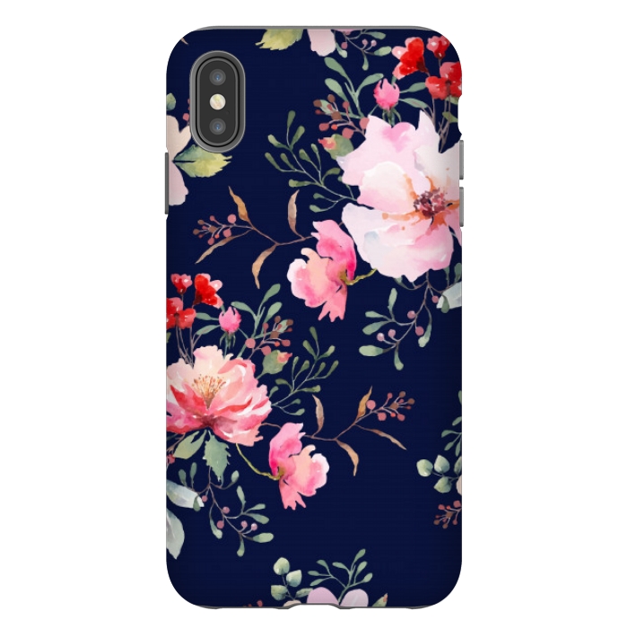 iPhone Xs Max StrongFit blue pink floral pattern 4 by MALLIKA