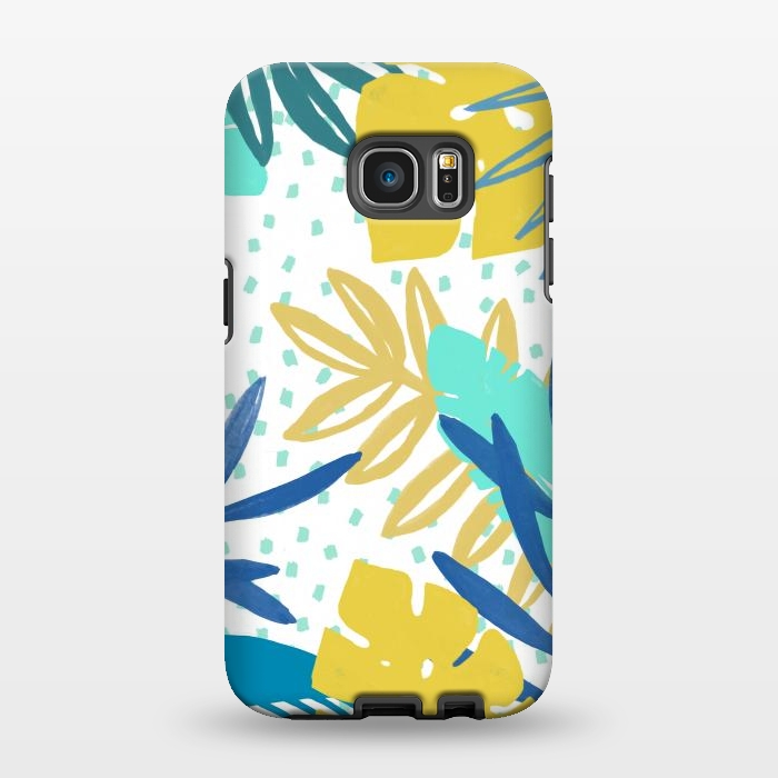 Galaxy S7 EDGE StrongFit Playful colorful jungle leaves by Oana 