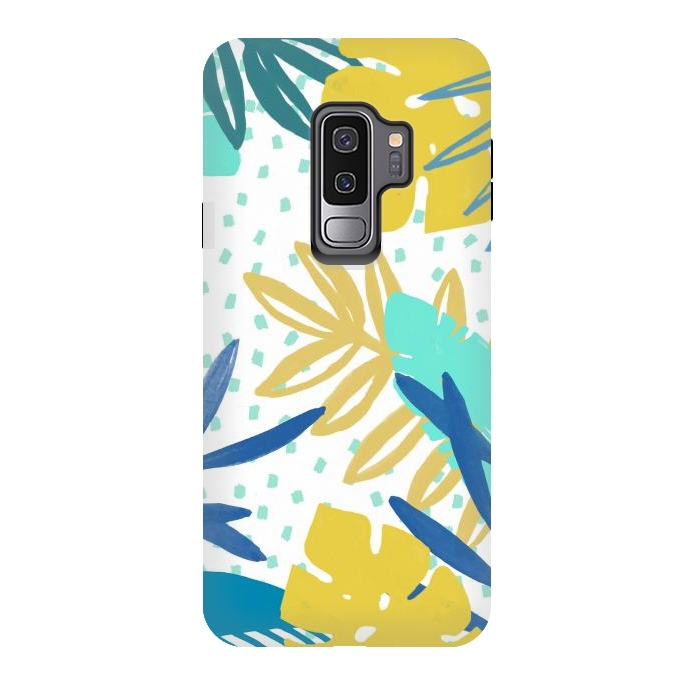 Galaxy S9 plus StrongFit Playful colorful jungle leaves by Oana 