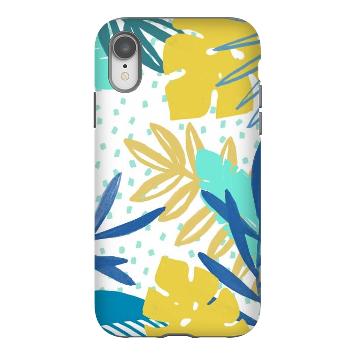 iPhone Xr StrongFit Playful colorful jungle leaves by Oana 