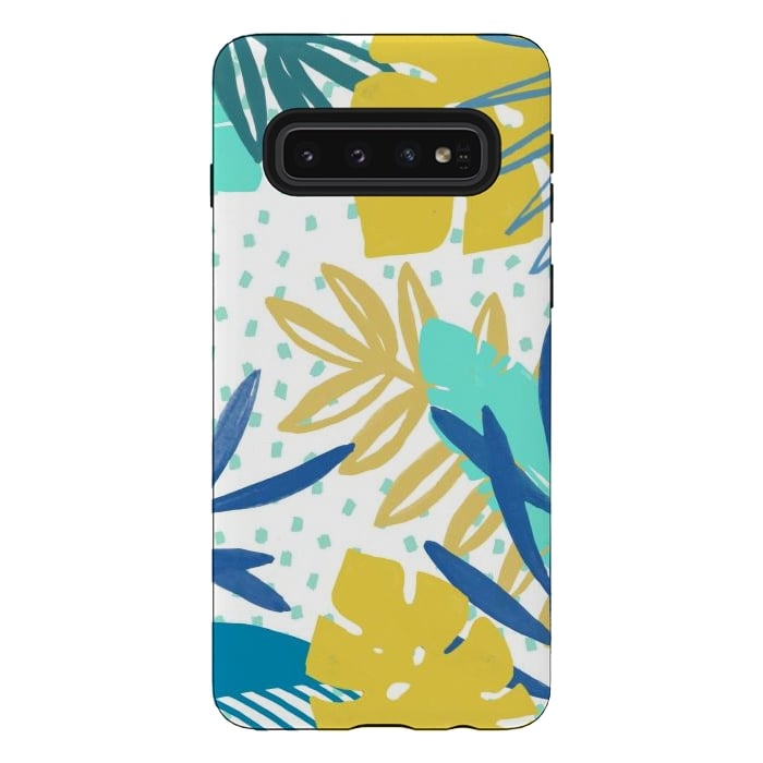 Galaxy S10 StrongFit Playful colorful jungle leaves by Oana 