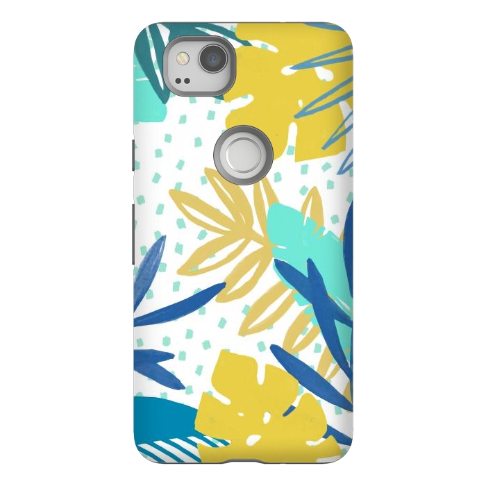 Pixel 2 StrongFit Playful colorful jungle leaves by Oana 