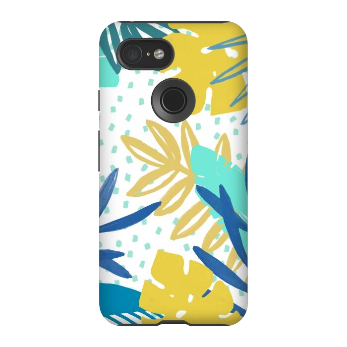 Pixel 3 StrongFit Playful colorful jungle leaves by Oana 