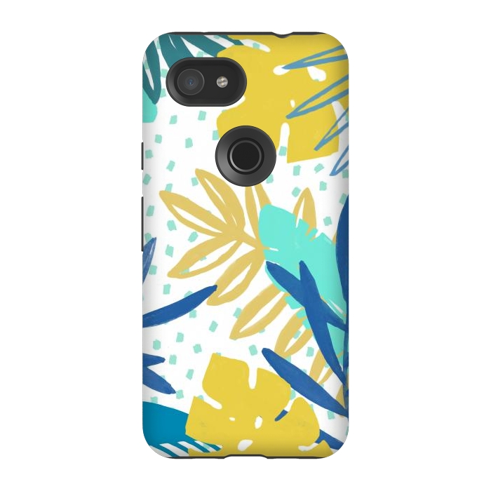 Pixel 3A StrongFit Playful colorful jungle leaves by Oana 