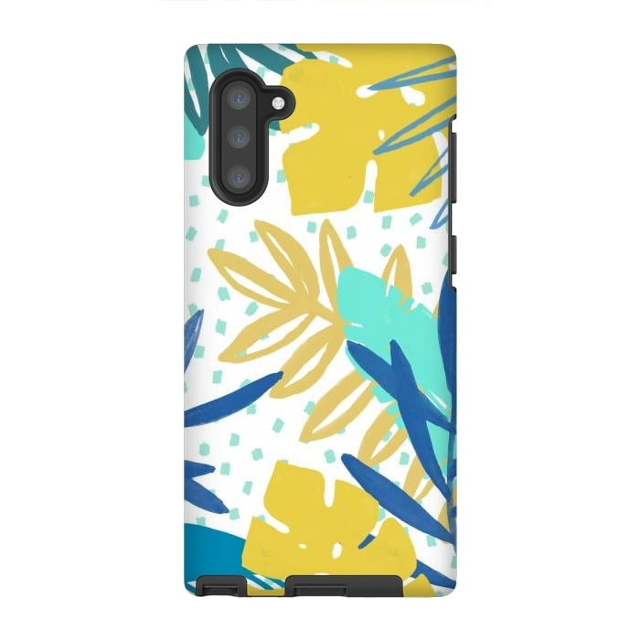 Galaxy Note 10 StrongFit Playful colorful jungle leaves by Oana 