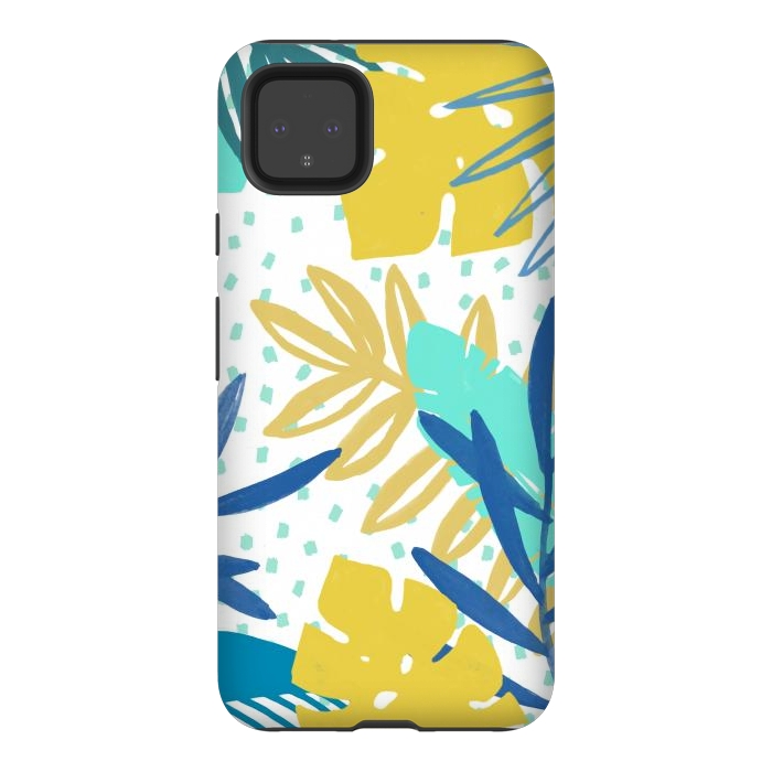 Pixel 4XL StrongFit Playful colorful jungle leaves by Oana 