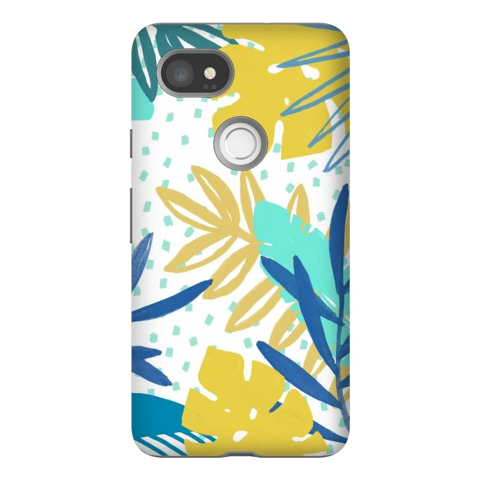 Pixel 2XL StrongFit Playful colorful jungle leaves by Oana 