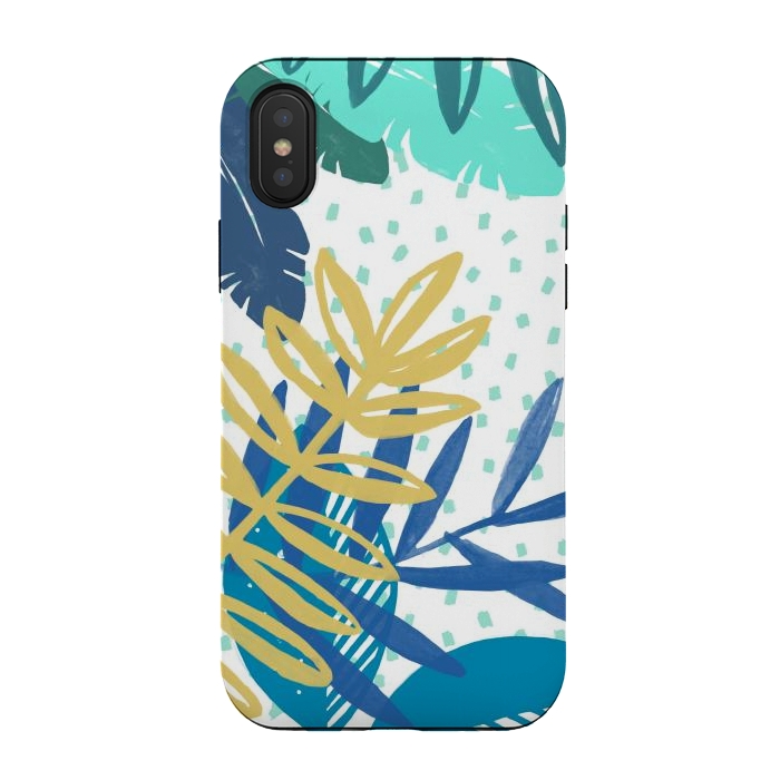 iPhone Xs / X StrongFit Spotted modern tropical leaves by Oana 