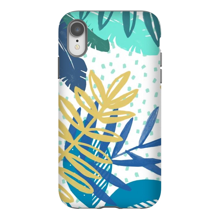 iPhone Xr StrongFit Spotted modern tropical leaves by Oana 