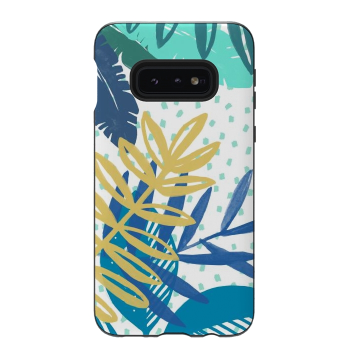 Galaxy S10e StrongFit Spotted modern tropical leaves by Oana 