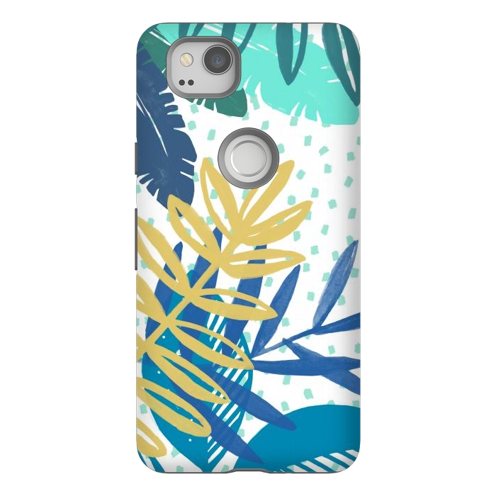 Pixel 2 StrongFit Spotted modern tropical leaves by Oana 