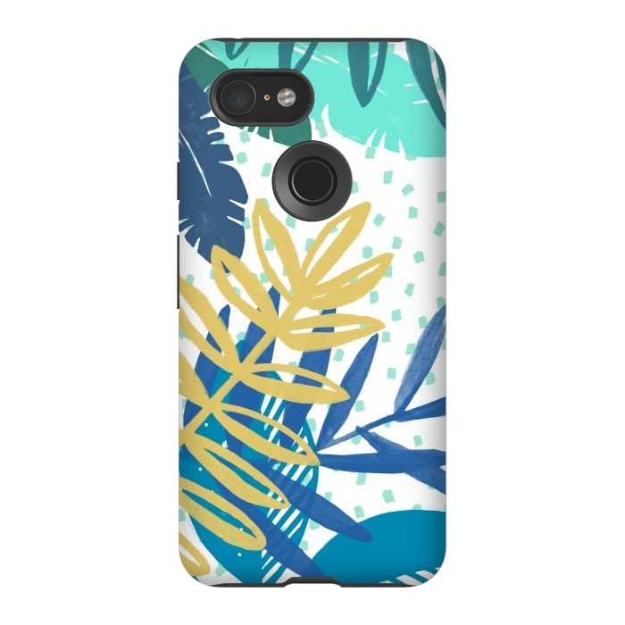 Pixel 3 StrongFit Spotted modern tropical leaves by Oana 