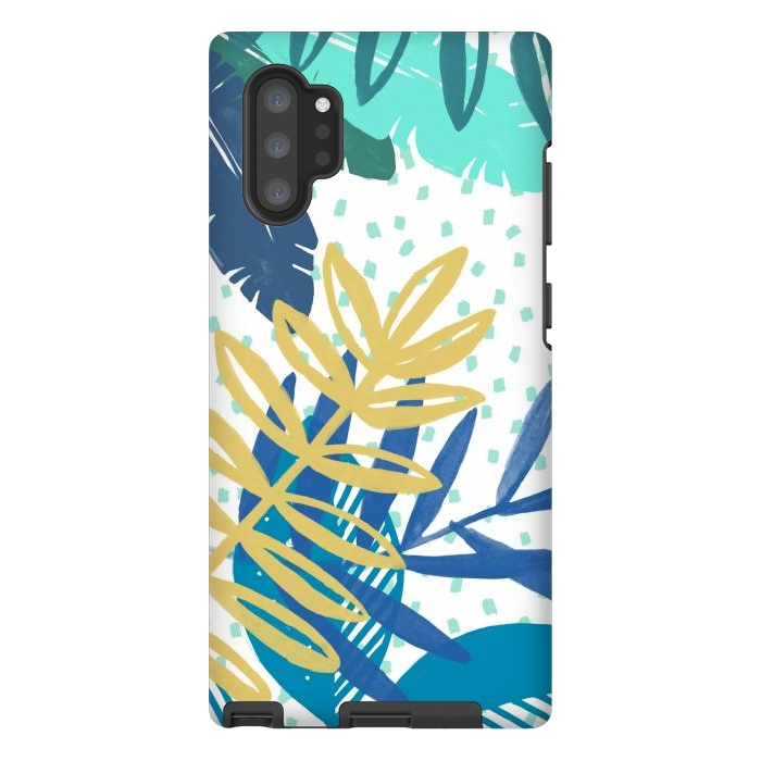 Galaxy Note 10 plus StrongFit Spotted modern tropical leaves by Oana 