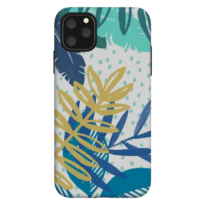 iPhone 11 Pro Max StrongFit Spotted modern tropical leaves by Oana 
