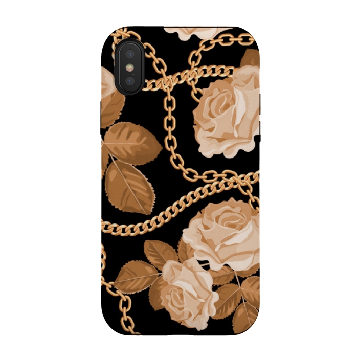 iPhone Xs / X StrongFit copper floral chains by MALLIKA