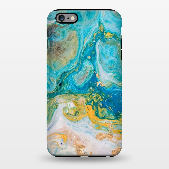 iPhone 6/6s plus StrongFit Blue Acrylic Texture with Golden Marble Motifs by ArtsCase