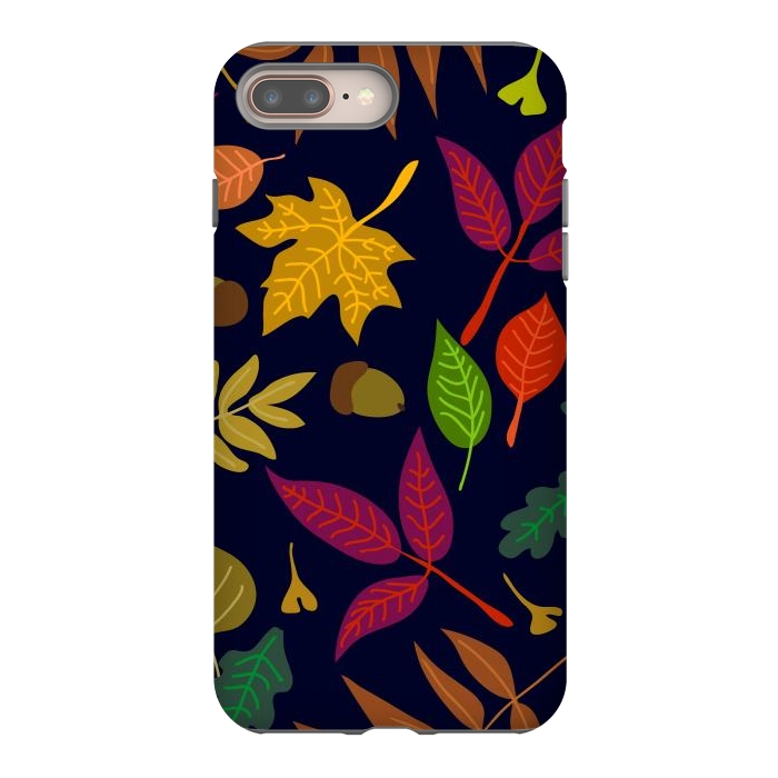 iPhone 7 plus StrongFit Colorful Leaves and Acorns on Black Background by ArtsCase