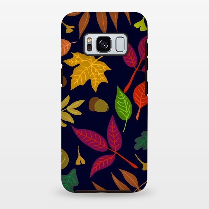 Galaxy S8 plus StrongFit Colorful Leaves and Acorns on Black Background by ArtsCase