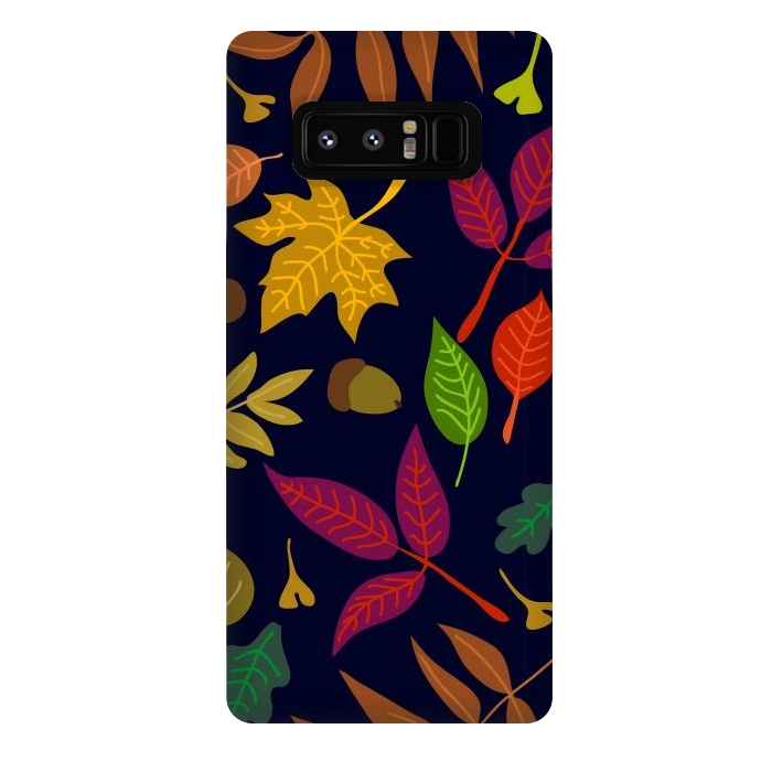 Galaxy Note 8 StrongFit Colorful Leaves and Acorns on Black Background by ArtsCase