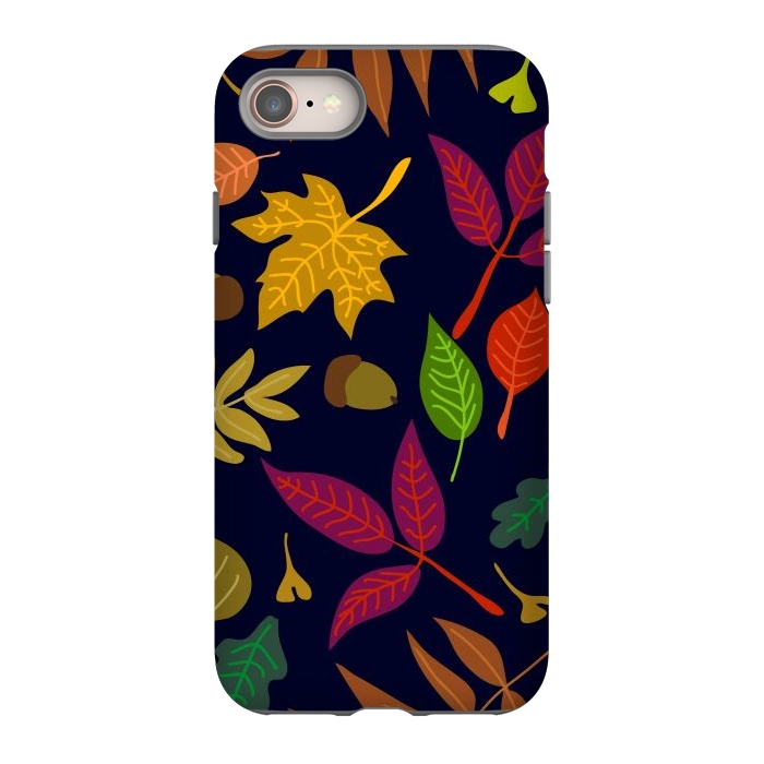 iPhone SE StrongFit Colorful Leaves and Acorns on Black Background by ArtsCase