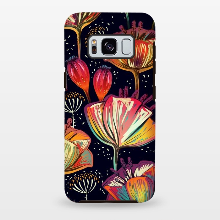 Galaxy S8 plus StrongFit Colorful Seamless Vector Pattern with Flowers and Plants by ArtsCase