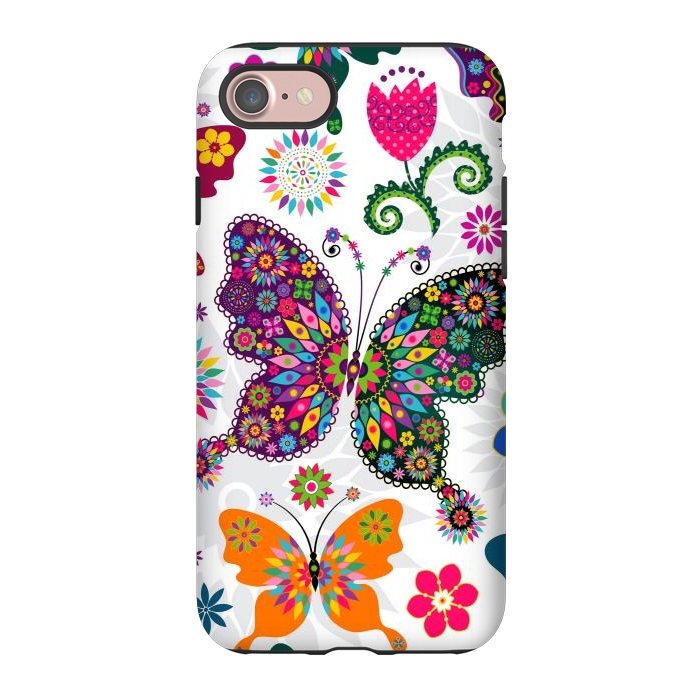 iPhone 7 StrongFit Cute Butterflies and Flowers in Different Colors by ArtsCase