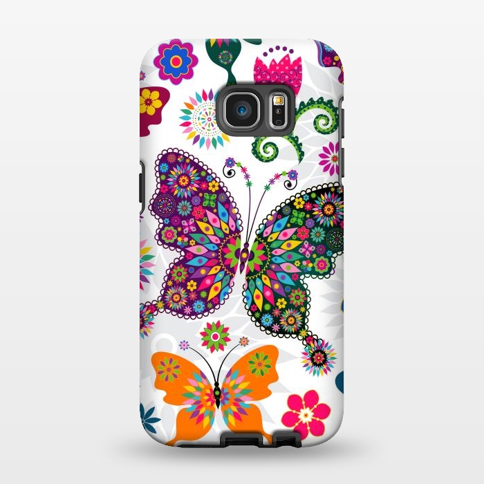 Galaxy S7 EDGE StrongFit Cute Butterflies and Flowers in Different Colors by ArtsCase