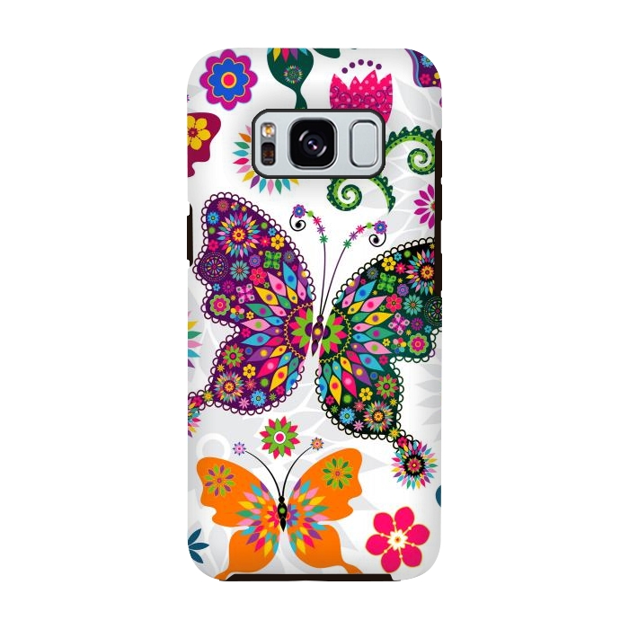 Galaxy S8 StrongFit Cute Butterflies and Flowers in Different Colors by ArtsCase