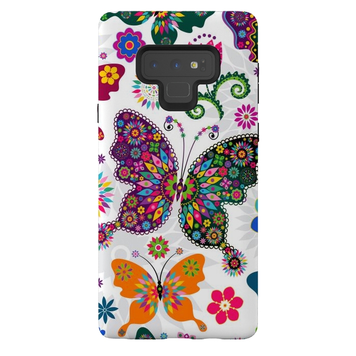 Galaxy Note 9 StrongFit Cute Butterflies and Flowers in Different Colors by ArtsCase