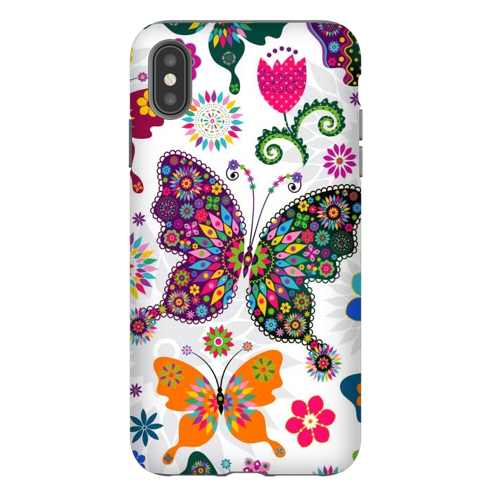 iPhone Xs Max StrongFit Cute Butterflies and Flowers in Different Colors by ArtsCase