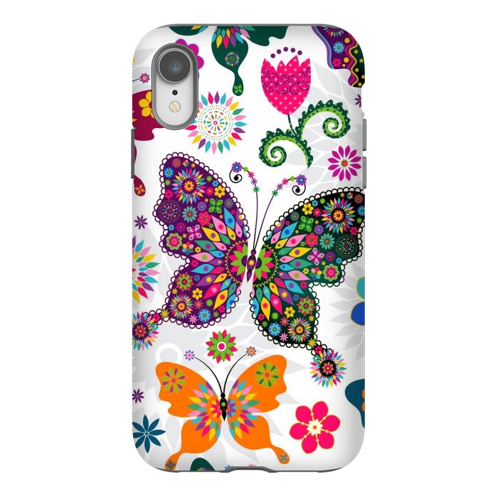 iPhone Xr StrongFit Cute Butterflies and Flowers in Different Colors by ArtsCase