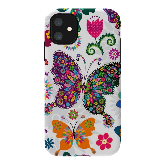iPhone 11 StrongFit Cute Butterflies and Flowers in Different Colors by ArtsCase