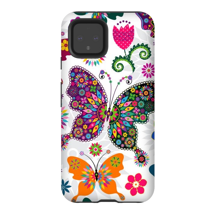 Pixel 4 StrongFit Cute Butterflies and Flowers in Different Colors by ArtsCase