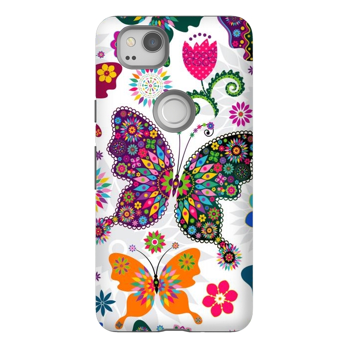 Pixel 2 StrongFit Cute Butterflies and Flowers in Different Colors by ArtsCase