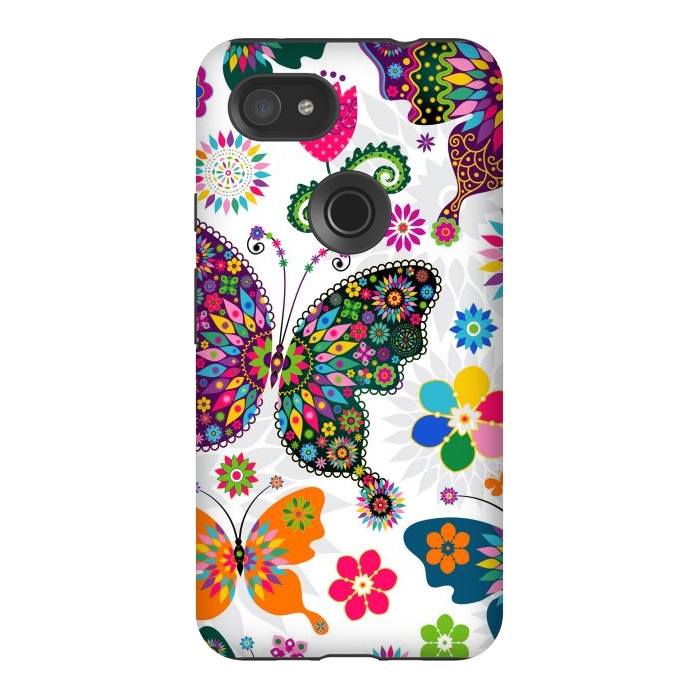 Pixel 3AXL StrongFit Cute Butterflies and Flowers in Different Colors by ArtsCase