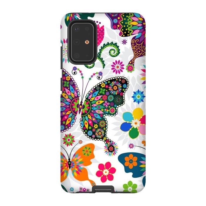Galaxy S20 Plus StrongFit Cute Butterflies and Flowers in Different Colors by ArtsCase