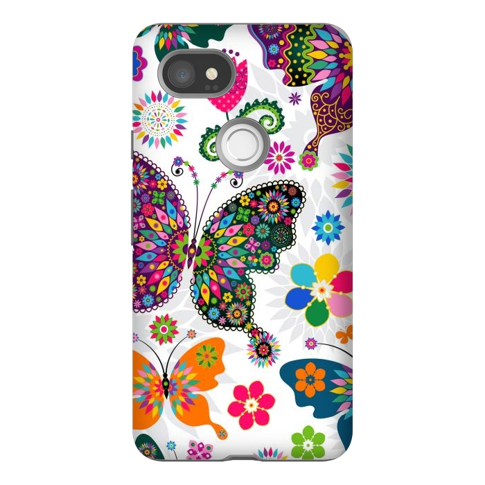 Pixel 2XL StrongFit Cute Butterflies and Flowers in Different Colors by ArtsCase