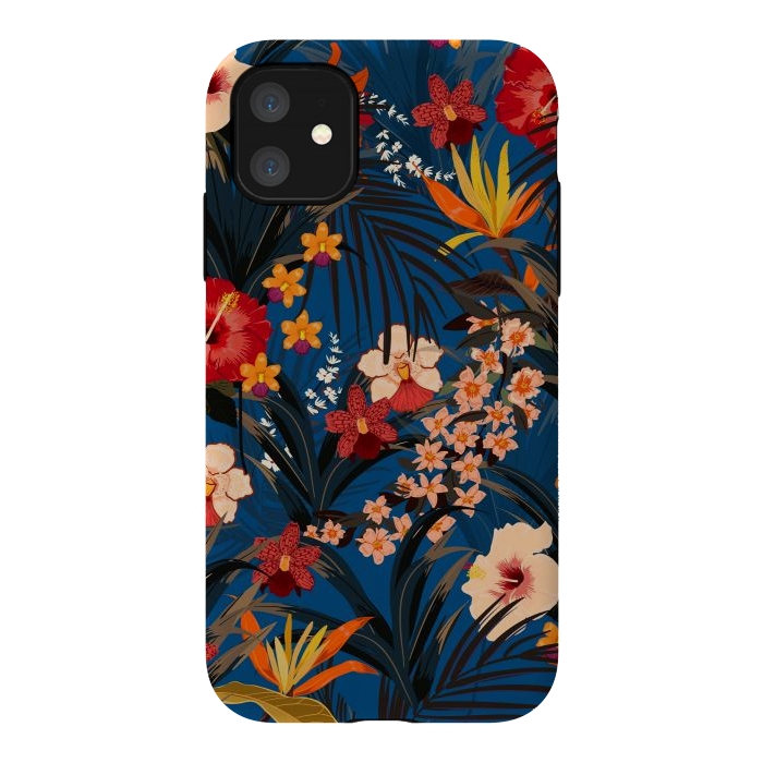 iPhone 11 StrongFit Fashionable Tropical Environment with Deep Jungle Plants by ArtsCase