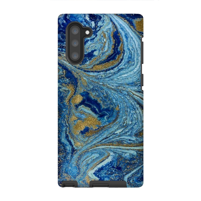 Galaxy Note 10 StrongFit Fondo Abstracto de Color Azul Marmol y Dorado by ArtsCase