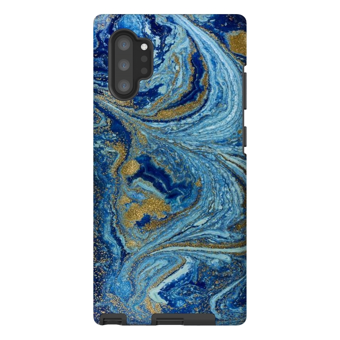 Galaxy Note 10 plus StrongFit Fondo Abstracto de Color Azul Marmol y Dorado by ArtsCase