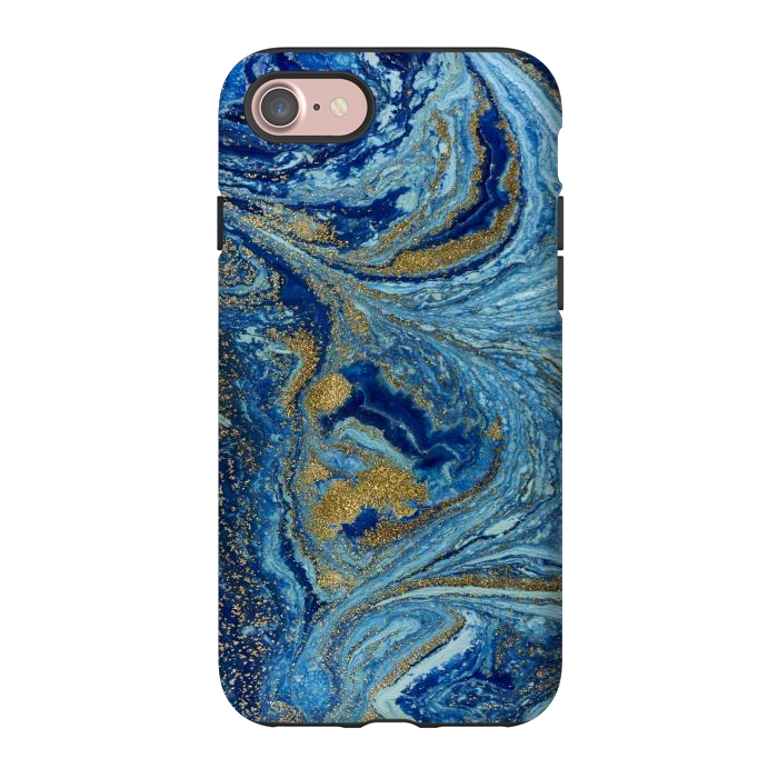 iPhone 7 StrongFit Fondo Abstracto de Color Azul Marmol y Dorado by ArtsCase