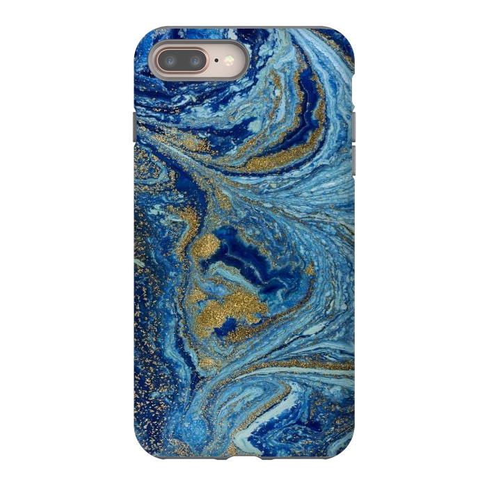 iPhone 7 plus StrongFit Fondo Abstracto de Color Azul Marmol y Dorado by ArtsCase