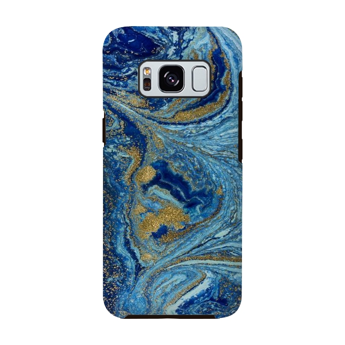 Galaxy S8 StrongFit Fondo Abstracto de Color Azul Marmol y Dorado by ArtsCase