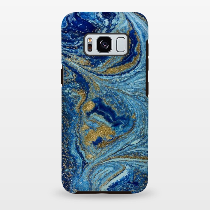 Galaxy S8 plus StrongFit Fondo Abstracto de Color Azul Marmol y Dorado by ArtsCase